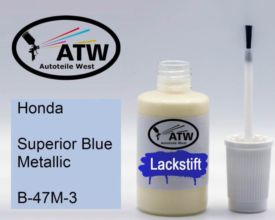 Honda, Superior Blue Metallic, B-47M-3: 20ml Lackstift, von ATW Autoteile West.